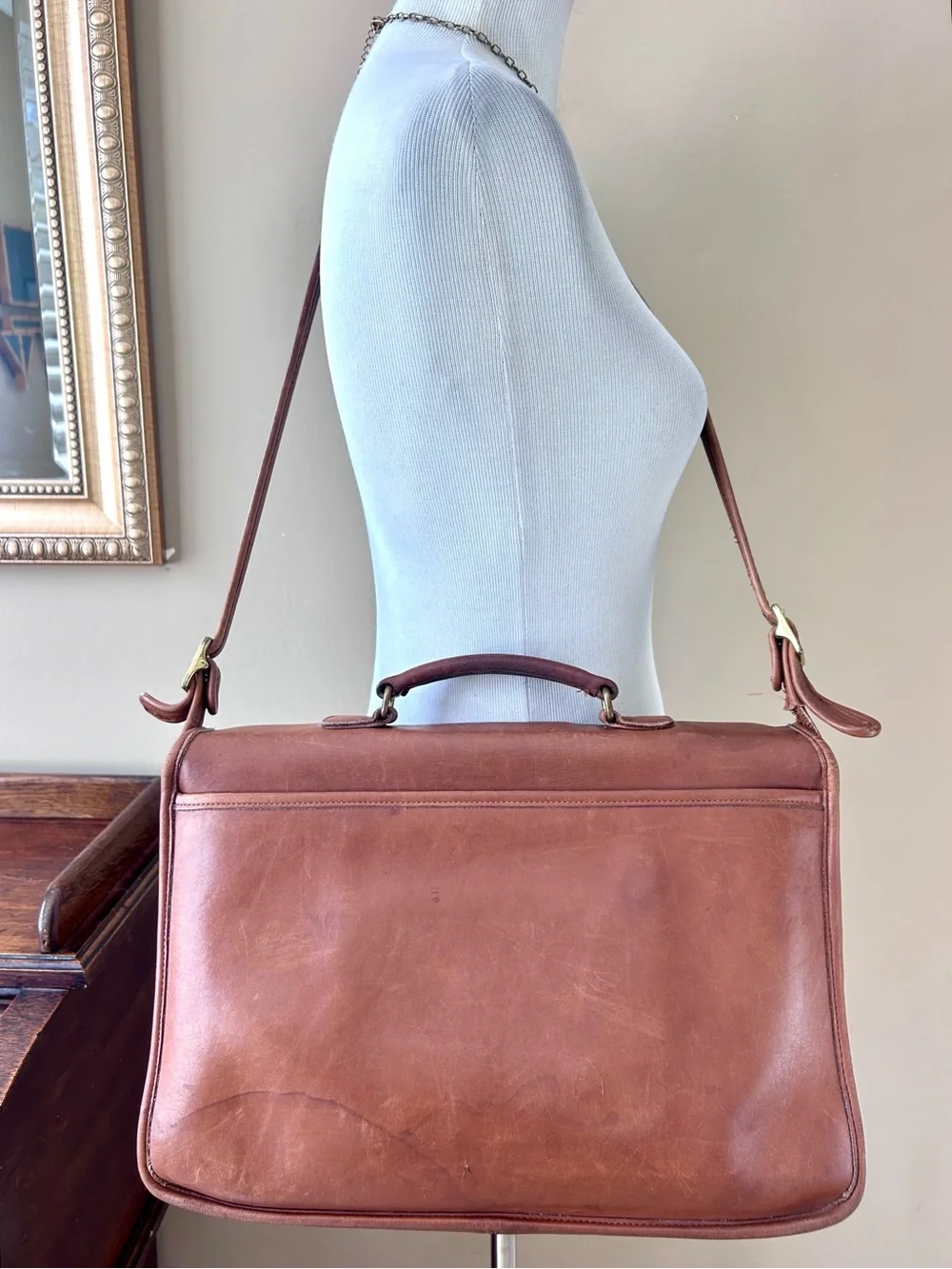 Vintage 1990s Coach Metropolitan Messenger Briefcase Bag  #5180 British Tan